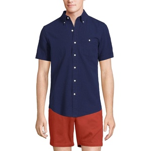 image:imageLands End Mens Short Sleeve Seersucker ShirtDeep Sea Navy