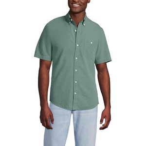 image:imageLands End Mens Short Sleeve Seersucker ShirtEucalyptus