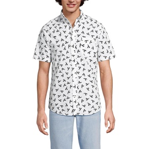 image:imageLands End Mens Short Sleeve Seersucker ShirtLunar NavyWhiteLobsters
