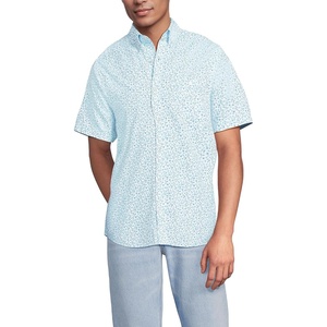 image:imageLands End Mens Short Sleeve Seersucker ShirtWhitePale Sky Daisy Ditsy