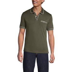 image:imageLands End Mens Short Sleeve Tipped Welt Pocket AmericanGrown Supima Cotton PoloForest Moss