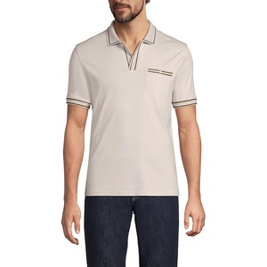 image:imageLands End Mens Short Sleeve Tipped Welt Pocket AmericanGrown Supima Cotton PoloIvory Latte