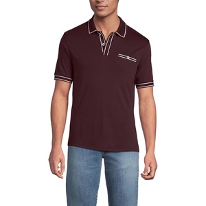 image:imageLands End Mens Short Sleeve Tipped Welt Pocket AmericanGrown Supima Cotton PoloLush Burgundy