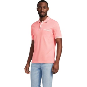 image:imageLands End Mens Short Sleeve Tipped Welt Pocket AmericanGrown Supima Cotton PoloSunset Coral Pink