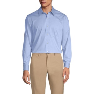 image:imageLands End Mens Solid No Iron AmericanGrown Supima Pinpoint Straight Collar Dress ShirtLight Blue