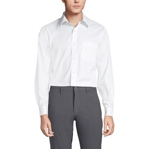 image:imageLands End Mens Solid No Iron AmericanGrown Supima Pinpoint Straight Collar Dress ShirtWhite