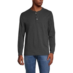 image:imageLands End Mens SuperT Long Sleeve Henley ShirtDark Charcoal Heather