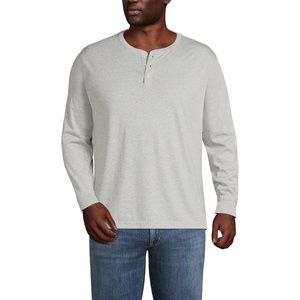 image:imageLands End Mens SuperT Long Sleeve Henley ShirtGray Heather