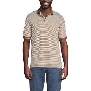 image:imageLands End Mens Supima Cotton Polo ShirtRich Ginger Brown Stripe