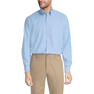 image:imageLands End Mens Tailored Fit No Iron Solid AmericanGrown Supima Cotton Oxford Dress ShirtBlue