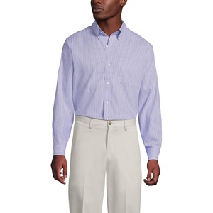 image:imageLands End Mens Tailored Fit No Iron Solid AmericanGrown Supima Cotton Pinpoint Buttondown Collar Dress ShirtWashed Amethyst Stripe
