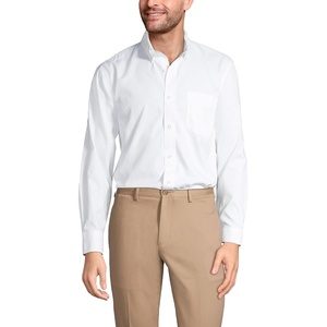 image:imageLands End Mens Tailored Fit No Iron Solid AmericanGrown Supima Cotton Pinpoint Buttondown Collar Dress ShirtWhite