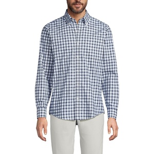 image:imageLands End Mens Tailored Fit No Iron Twill Long Sleeve ShirtDeep Sea NavyTourmaline Plaid