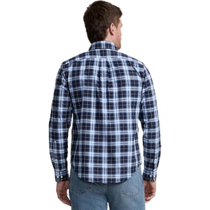 image:imageLands End Mens Tailored Fit No Iron Twill Long Sleeve ShirtMuted BlueIvory Windowpane