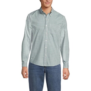image:imageLands End Mens Traditional Fit Essential Lightweight Poplin ShirtEucalyptus Gingham
