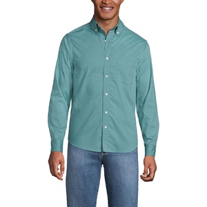 image:imageLands End Mens Traditional Fit Long Sleeve Travel Kit ShirtTourmaline Gingham