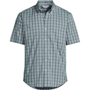 image:imageLands End Mens Traditional Fit Short Sleeve Travel Kit ShirtEucalyptusWhite Plaid