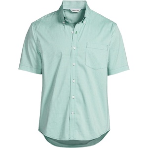 image:imageLands End Mens Traditional Fit Short Sleeve Travel Kit ShirtSimply GreenBlue Micro Plaid