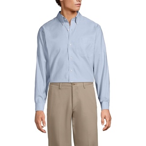 image:imageLands End Mens Traditional Fit Solid No Iron AmericanGrown Supima Oxford Dress ShirtPale Soft French Blue
