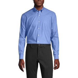 image:imageLands End Mens Traditional Fit Solid No Iron AmericanGrown Supima Pinpoint Buttondown Collar Dress ShirtLight French Blue