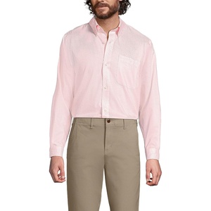 image:imageLands End Mens Traditional Fit Solid No Iron AmericanGrown Supima Pinpoint Buttondown Collar Dress ShirtLight Pink Breeze Ditsy