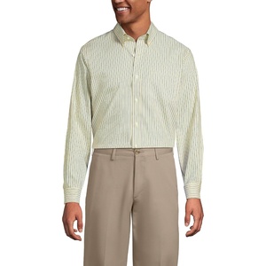 image:imageLands End Mens Traditional Fit Solid No Iron AmericanGrown Supima Pinpoint Buttondown Collar Dress ShirtSweet ButterBlue Stripe