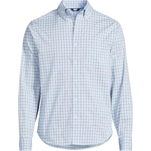 image:imageLands End Mens Wrinkle Resistant Dress ShirtClearlake Blue Plaid