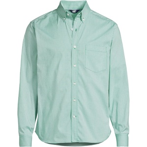 image:imageLands End Mens Wrinkle Resistant Dress ShirtSimply GreenBlue Micro Plaid