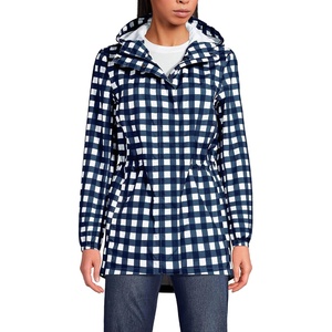 image:imageLands End Squall Packable Waterproof RaincoatDeep Sea Gingham