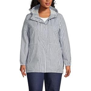 image:imageLands End Squall Packable Waterproof RaincoatLavenderDeep Sea Stripe