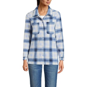image:imageLands End Womens Anyweather Fleece Shirt JacketDeep Sea NavyCornflower Plaid