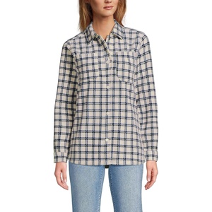 image:imageLands End Womens Anyweather Fleece Shirt JacketIvory Latte Plaid