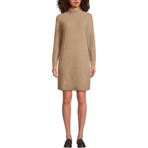 image:imageLands End Womens Boucle Long Sleeve Raglan Mock Neck Sweater DressVicuna Heather