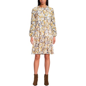 image:imageLands End Womens Chiffon Above the Knee Adjustable DressDijon Gold Daisy Floral