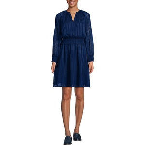 image:imageLands End Womens Chiffon Clip Dot DressDeep Sea Navy
