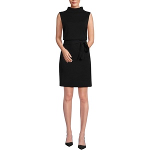 image:imageLands End Womens Cotton Blend Short Sleeve Mock Neck Sweater DressBlack