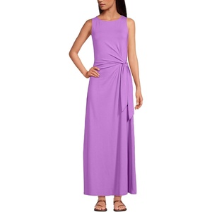 image:imageLands End Womens Cotton Modal Sleeveless Tie Waist Maxi DressSoft Orchid