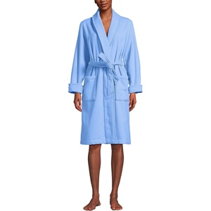 image:imageLands End Womens Cotton Terry Knee Length Spa Bath RobeClear Blue Sky