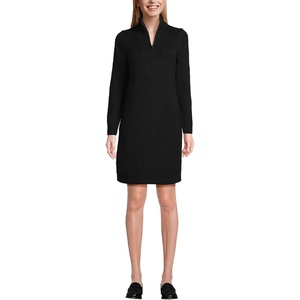 image:imageLands End Womens Cozy Lofty Quarter Zip Sweater DressBlack