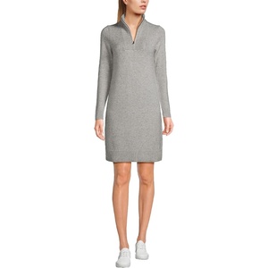 image:imageLands End Womens Cozy Lofty Quarter Zip Sweater DressGray Heather