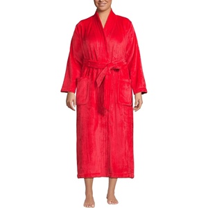image:imageLands End Womens Cozy Plush Long Wrap RobeCompass Red