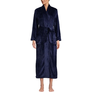 image:imageLands End Womens Cozy Plush Long Wrap RobeDeep Sea Navy