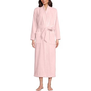 image:imageLands End Womens Cozy Plush Long Wrap RobeSea Salt Pink