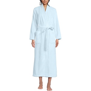 image:imageLands End Womens Cozy Plush Long Wrap RobeSoft Ice Blue