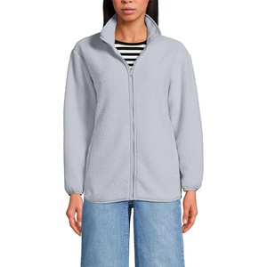 image:imageLands End Womens Cozy Sherpa Full Zip Fleece JacketPale Gray