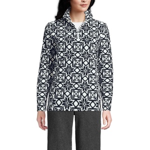 image:imageLands End Womens Fleece Quarter Zip PulloverIvoryBlack Snowflake