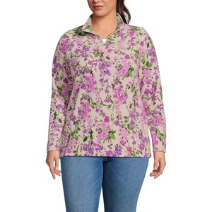 image:imageLands End Womens Fleece Quarter Zip PulloverSoft Mineral Blush Floral