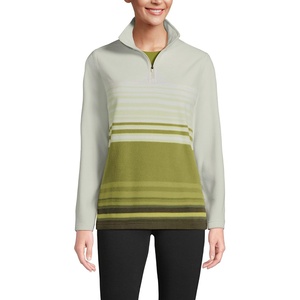 image:imageLands End Womens Fleece Quarter Zip PulloverVintage Lime Ombre Stripe