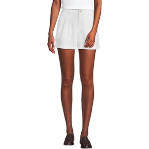 image:imageLands End Womens High Rise Pleated Aline 5 Linen ShortsWhite