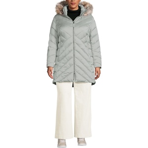 image:imageLands End Womens Insulated Cozy Fleece Lined Primaloft CoatLight Fog